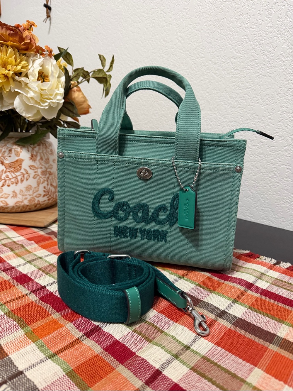 Coach Cargo Tote 26 Ivy Green Denim